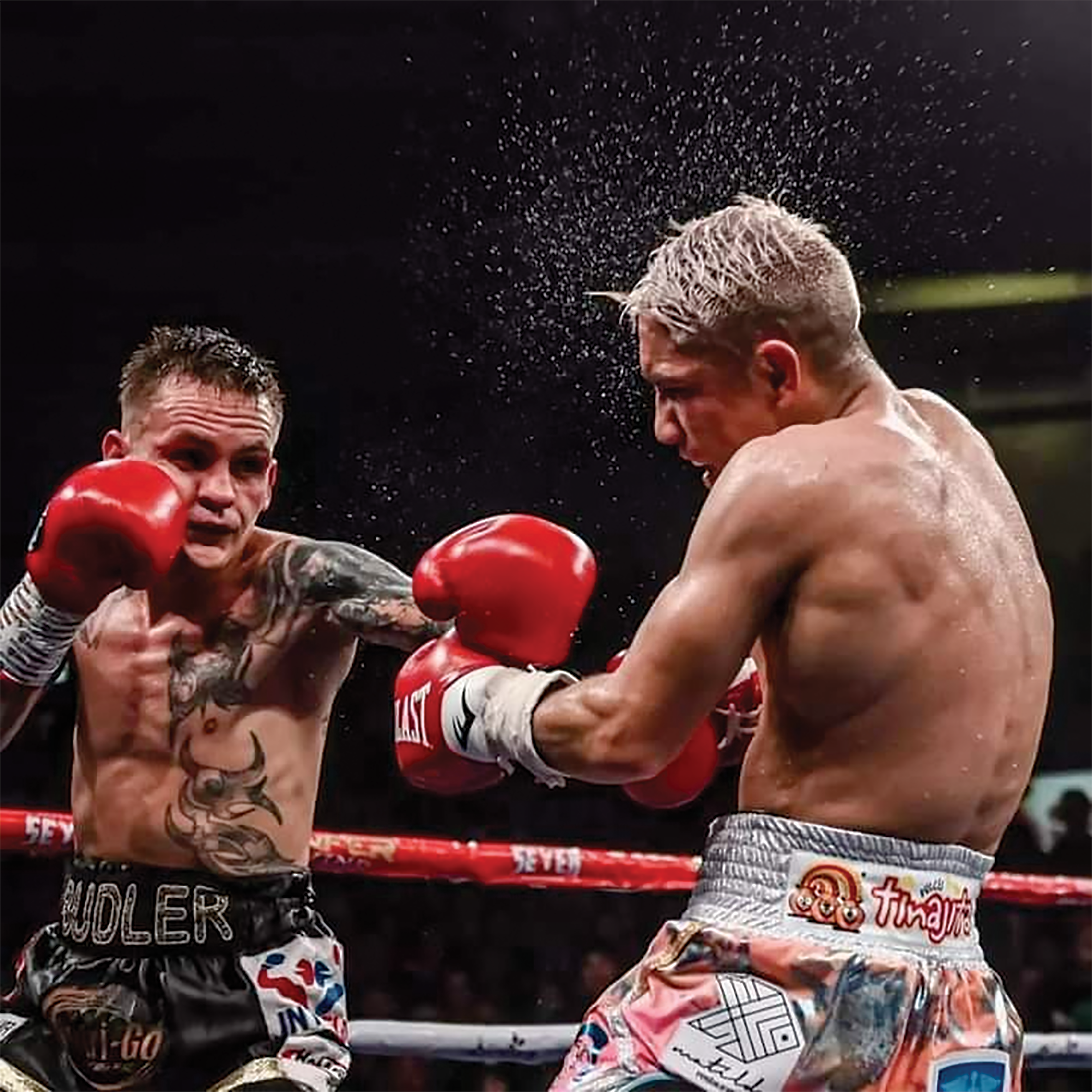 STEP-BY-STEP: Hekkie “The Hexecutioner” Budler, left with tatoos, is looking forward to fight for the unified WBA, IBF and Ring Magazine junior lightweight world championship title