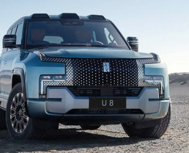 RUGGED: The YangWang U8 a fully electric lad- der-frame luxury off-roader looks to be heavily inspired by the Land Rover Defender, although the styling is unique to the YangWang brand