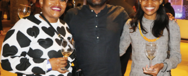 THREESOME: Thuli Magubane Joash Gabriel and Tshepang Molisana pictured at a wine tasting featur- ing wines from Michelangelo International Wine and Spirits Awards at the Southern Sun Rosebank