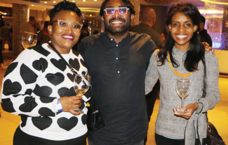 THREESOME: Thuli Magubane Joash Gabriel and Tshepang Molisana pictured at a wine tasting featur- ing wines from Michelangelo International Wine and Spirits Awards at the Southern Sun Rosebank