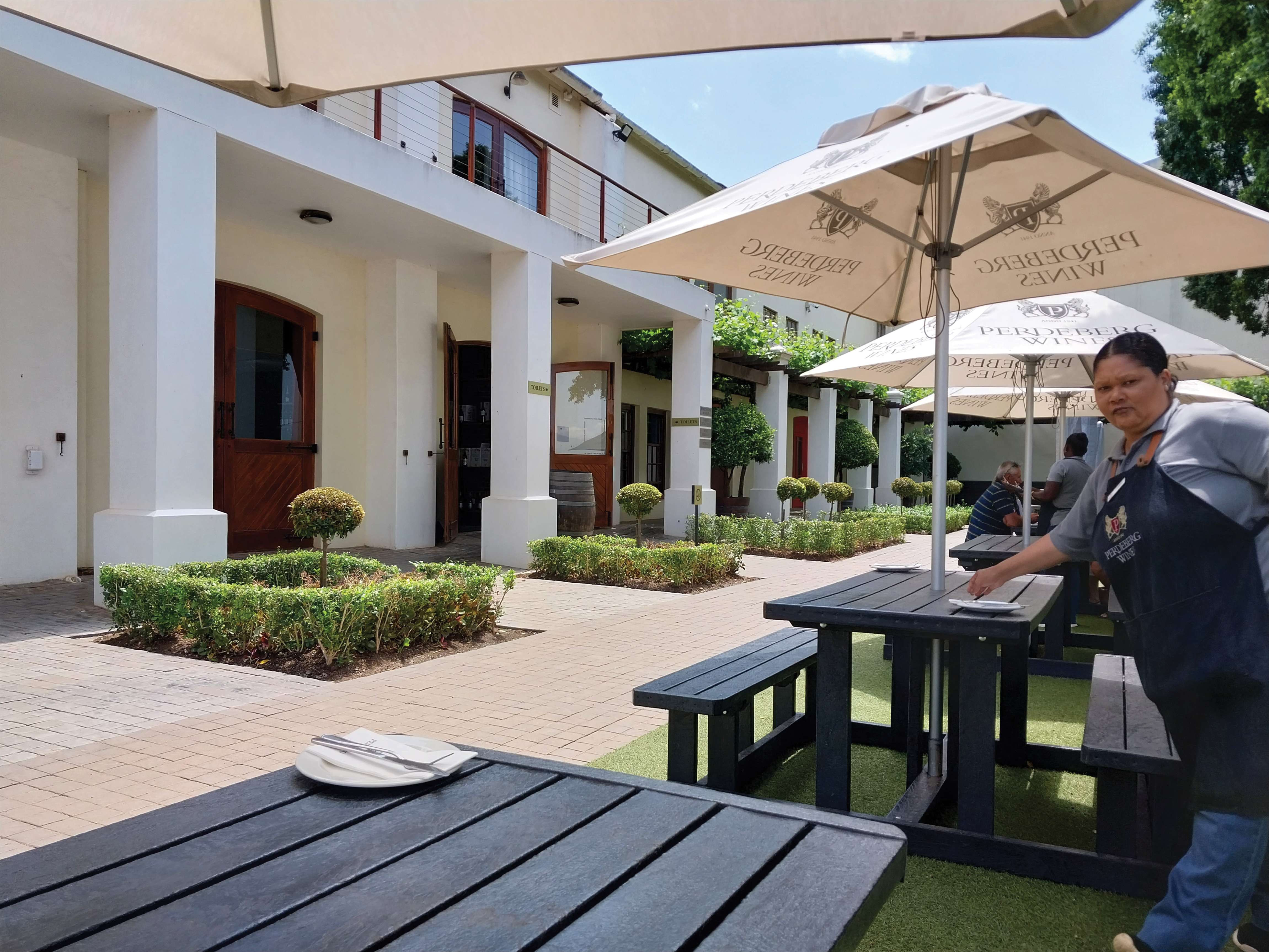 DINING: The outdoor dining area at Perdeberg Cellar’s restaurant.. Photo: Len Maseko