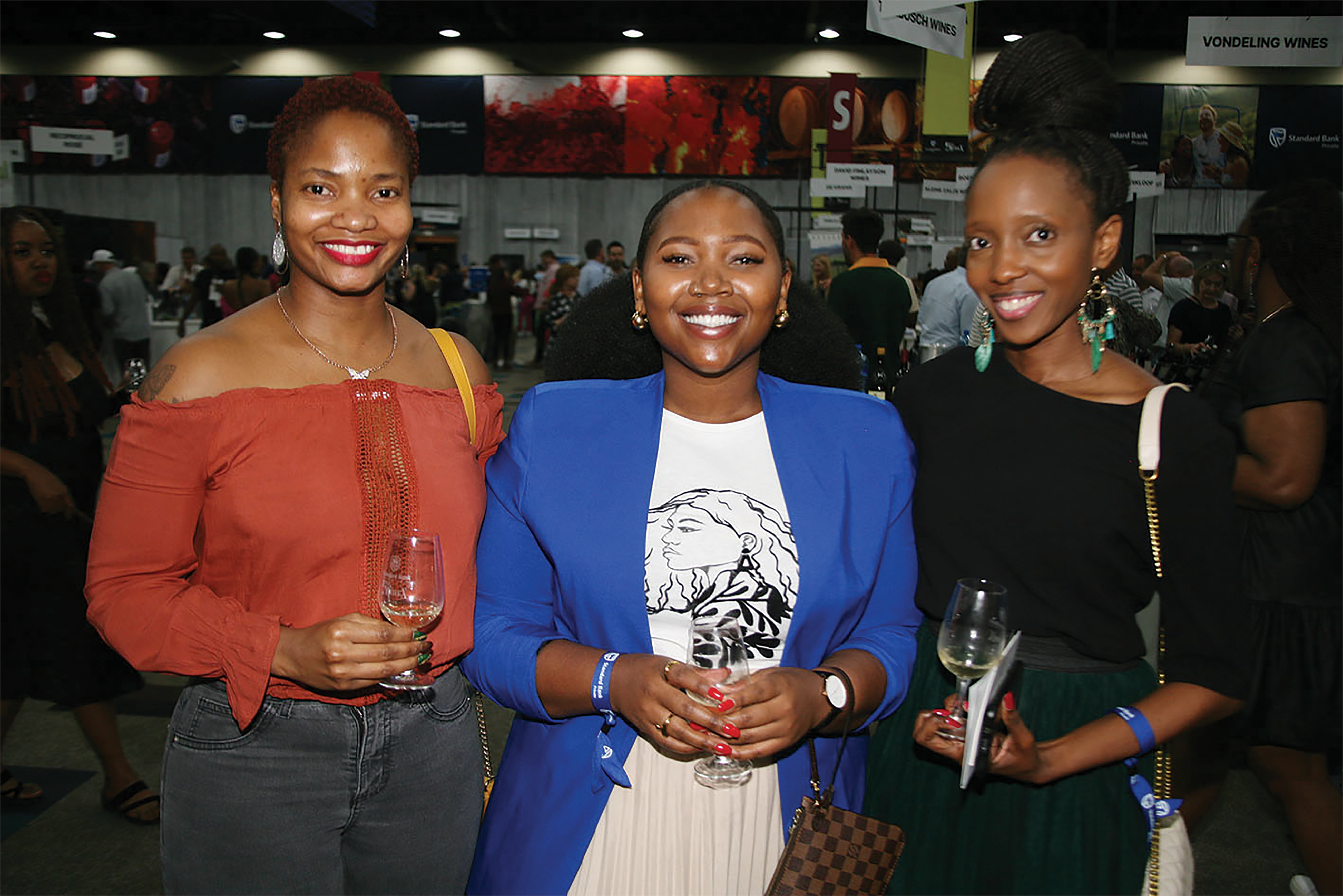 Babsie Kutwana, Judith Mokokotlela and Aviwe Mgobozi at this year’s Standard Bank WineX festival