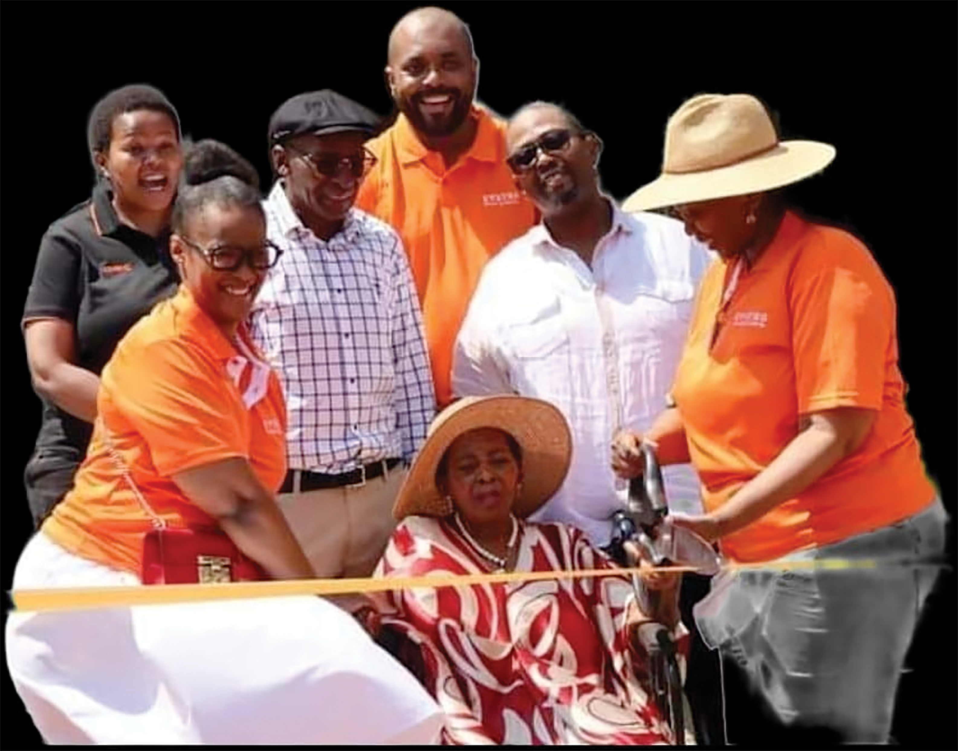 DESCENDANTS: Members of the Tshabalala family pictured during the opening of the shopping centre. They are (Left to right): Khetiwe Tshabalala (in black shirt), Nozizwe Vundla,Mandla Tshabalala, Lebohang Molokoane, Muzi Mdluli, Sindi Msibi, and Zodwa Tshabalala (seated)