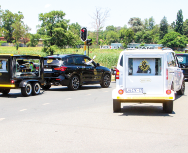 View of the cortege en route to the Nasrec Memorial Park during the funeral service of late ex-footballer, Papi Khomane, his mother Rita and uncle, Norman Nkosi.