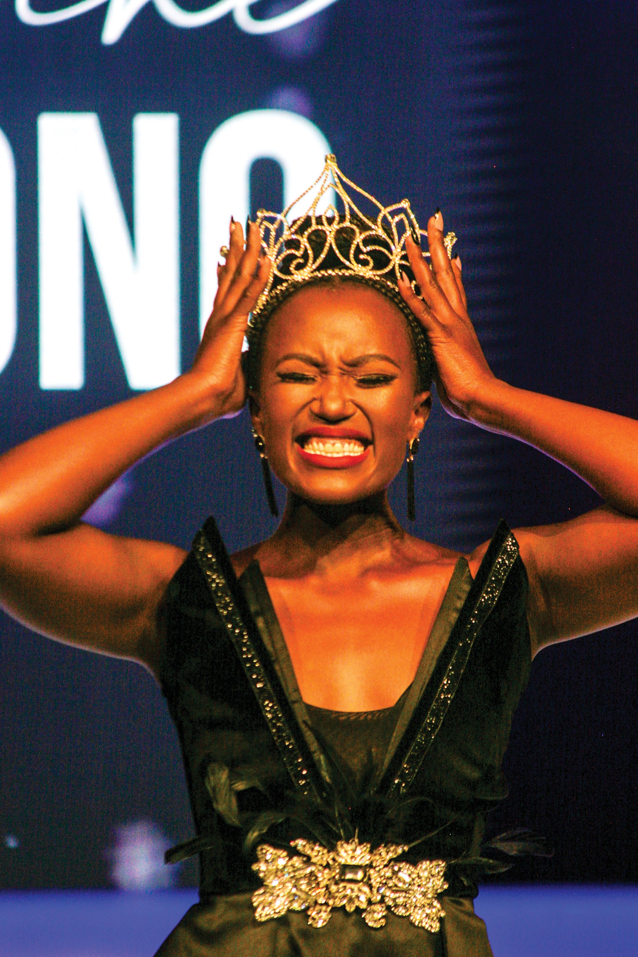 Tsakane Sono, Miss Soweto 2022 pending an adieu appearance on stage during the 2023 edition of the pageant