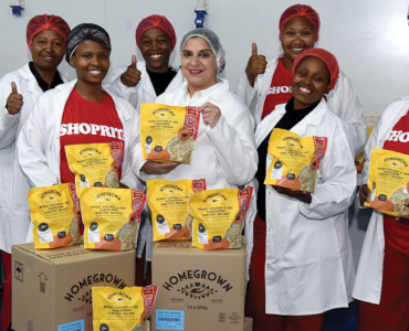 FEEDING THE POOR: Entrepreneur Aziza Parker, centre, has teamed up with Shoprite under their Homegrown label to offer a meal retailing for R19.99