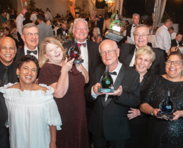 Front left to right: Dr Erna Blancquaert, 2023 honouree in the Viti- and Viniculture category; Carmen Stevens, 2022 recipient of the 1659 Award for Visionary Leadership; Cathy Marston, 2024 honouree in the Wine Advancement category; Dawid Saayman, 2024 honouree in the Viti- and Viniculture category; Norma Ratcliff, 2015 recipient of the 1659 Award for Visionary Leadership; Ilse Ruthford, 2024 honouree for Growing Inclusivity, Wendy Jonker, 2023 honouree in the Wine Advancement category. Back left to right: Rydal Jeftha, 2023 honouree for Growing Inclusivity; Jan Scannell, 2014 recipient of the 1659 Award for Visionary Leadership; Ken Forrester, 2023 recipient of the 1659 Award for Visionary Leadership; and Tim Hutchinson, 2024 recipient of the 1659 Award for Visionary Leadership.