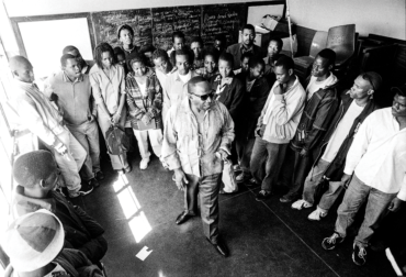 Gibson Kente (center) putting aspirants through auditions at the DOCC in Orlando East, Soweto