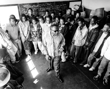 Gibson Kente (center) putting aspirants through auditions at the DOCC in Orlando East, Soweto