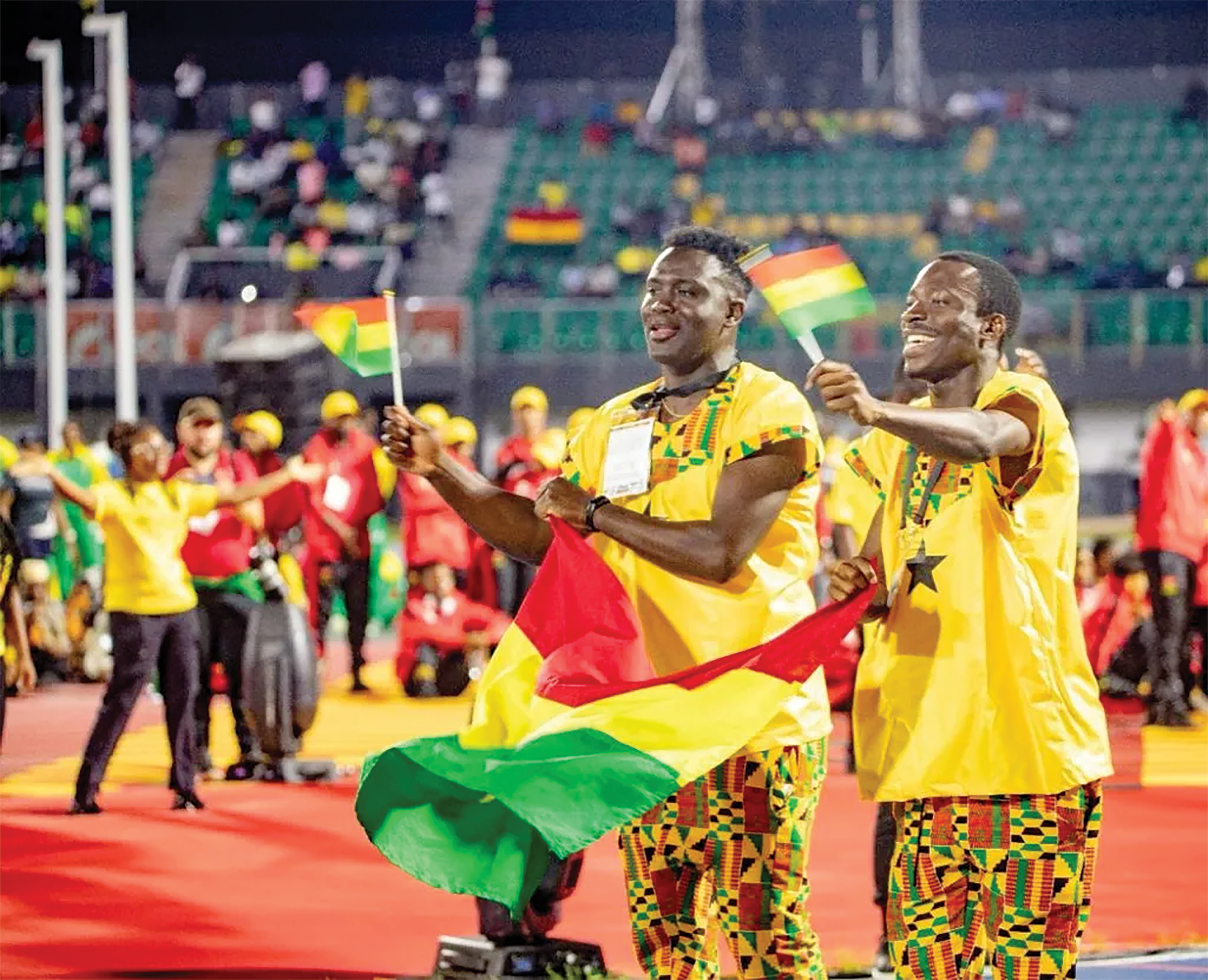 LET THE GAMES BEGIN: Athletes from host country Ghana proudly taking a walk of honour during the opening ceremony of the 13th African Games in Accra on Friday